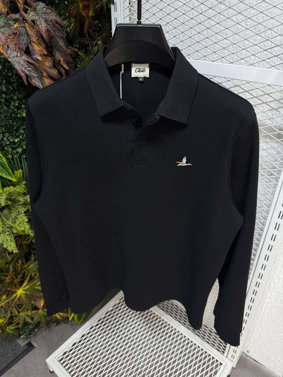 Clup Logo Uzun Kollu Polo (Siyah)