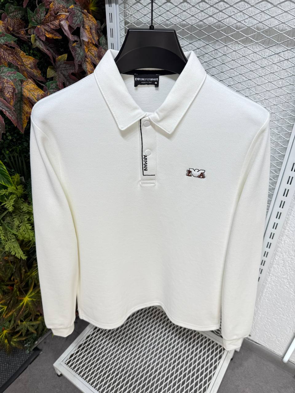 Emporio Armani Uzun Kollu Polo Yaka Sweatshirt (Beyaz)