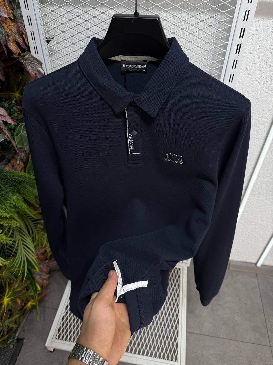 Emporio Armani Uzun Kollu Polo Yaka Sweatshirt (Beyaz)