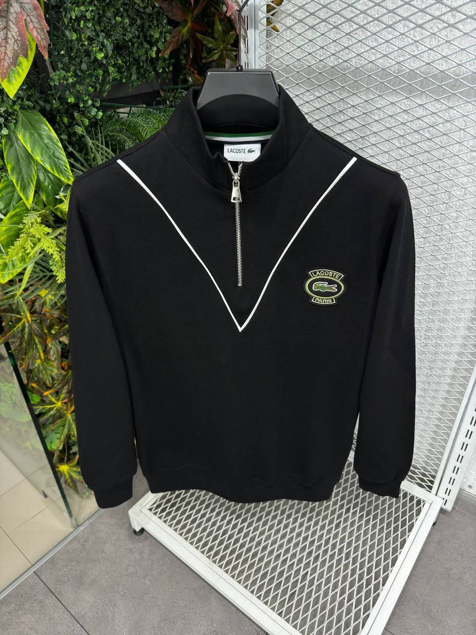 Lacoste Erkek Yarım Fermuarlı Beyaz Dik Yaka Sweatshirt