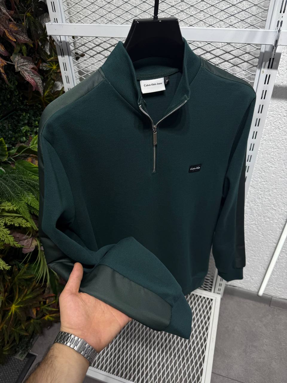 Calvin Klein Erkek Yarım Fermuarlı Premium Sweatshirt