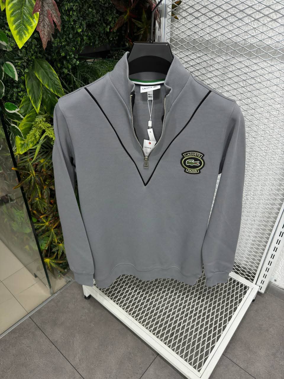 Lacoste Erkek Yarım Fermuarlı Beyaz Dik Yaka Sweatshirt