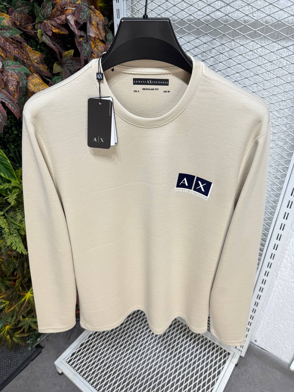 Armani Exchange Erkek Bej Bisiklet Yaka Sweatshirt