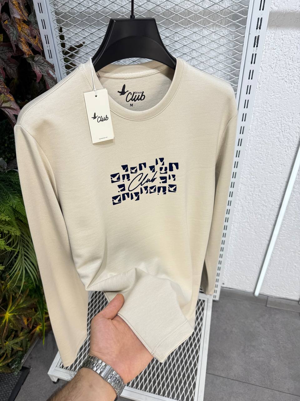 Beymen Club Erkek Yeşil Bisiklet Yaka Logo Sweatshirt