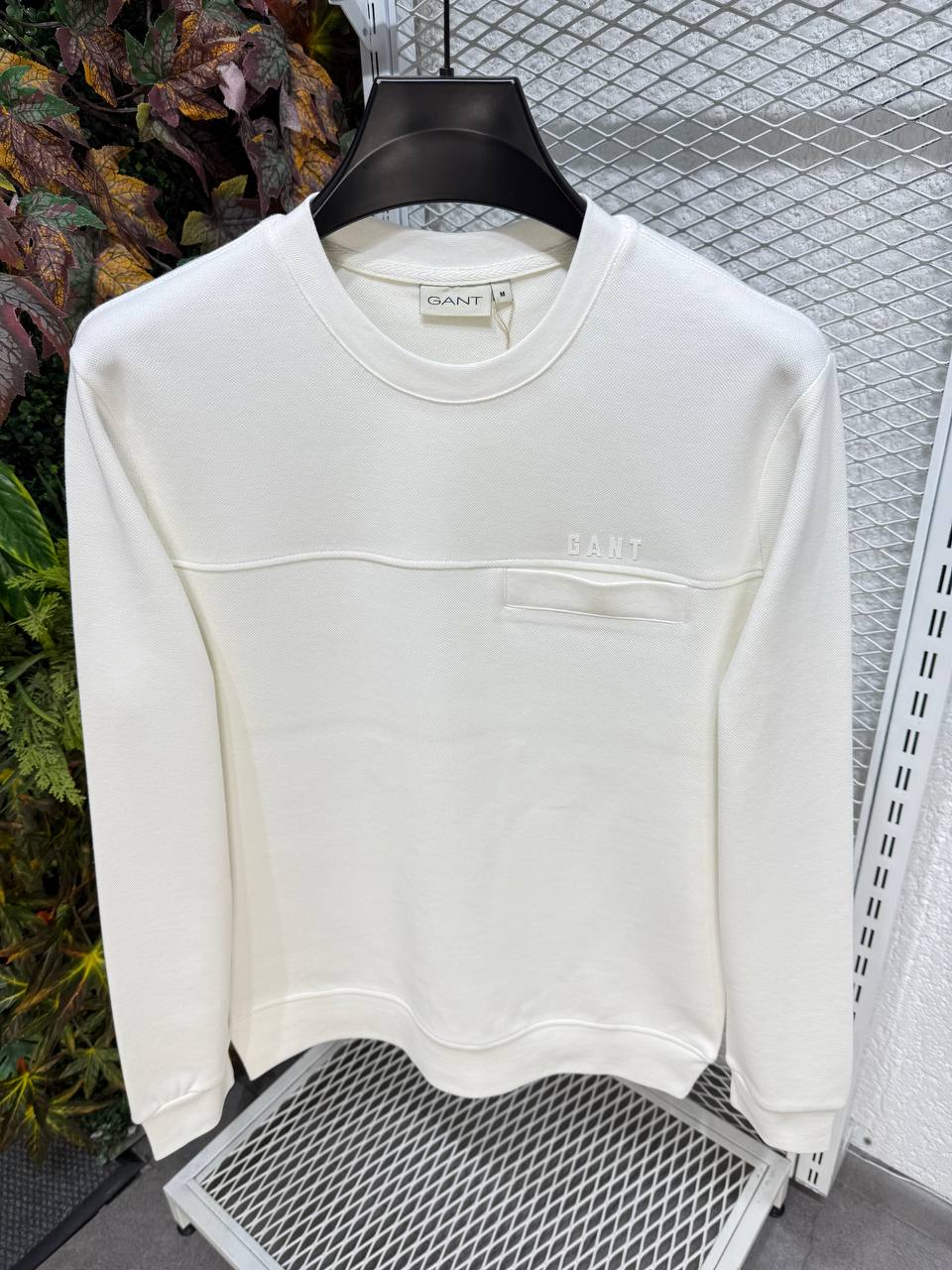 GANT Erkek Beyaz Bisiklet Yaka Sweatshirt