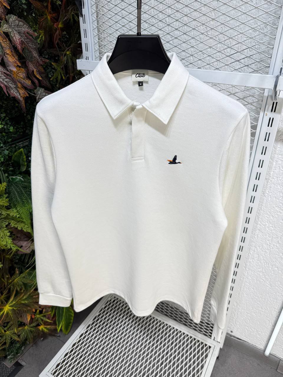 Clup Logo Uzun Kollu Polo (Beyaz)