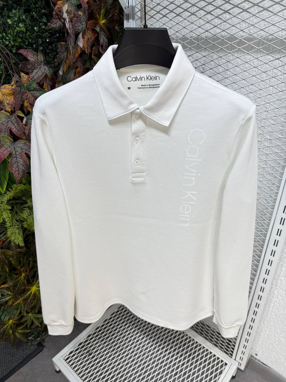 Calvin Klein CK Logo Uzun Kollu Polo (Beyaz)