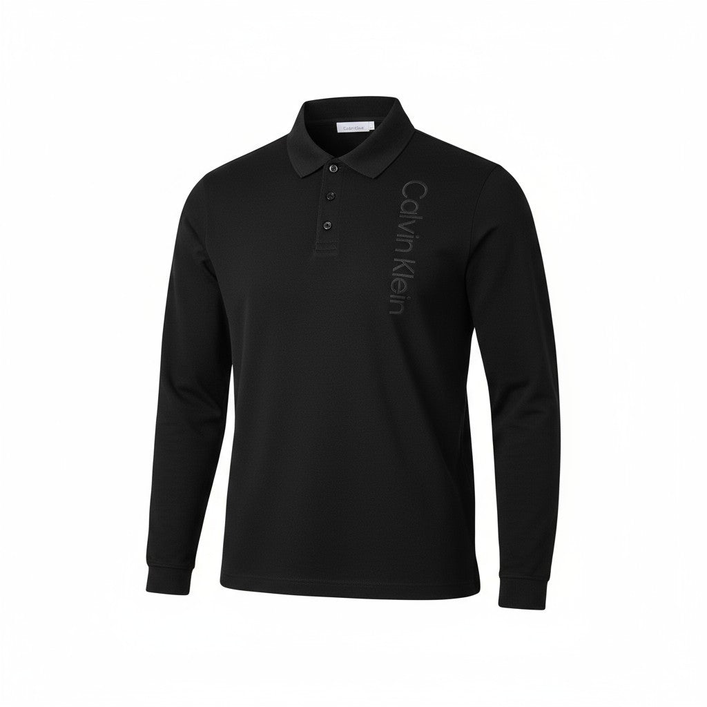 Calvin Klein CK Logo Uzun Kollu Polo (Siyah)