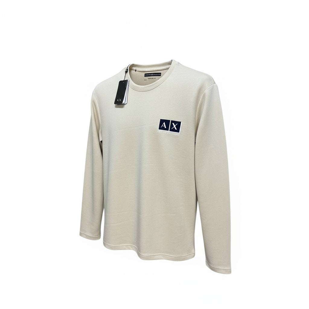 Armani Exchange Erkek Bej Bisiklet Yaka Sweatshirt