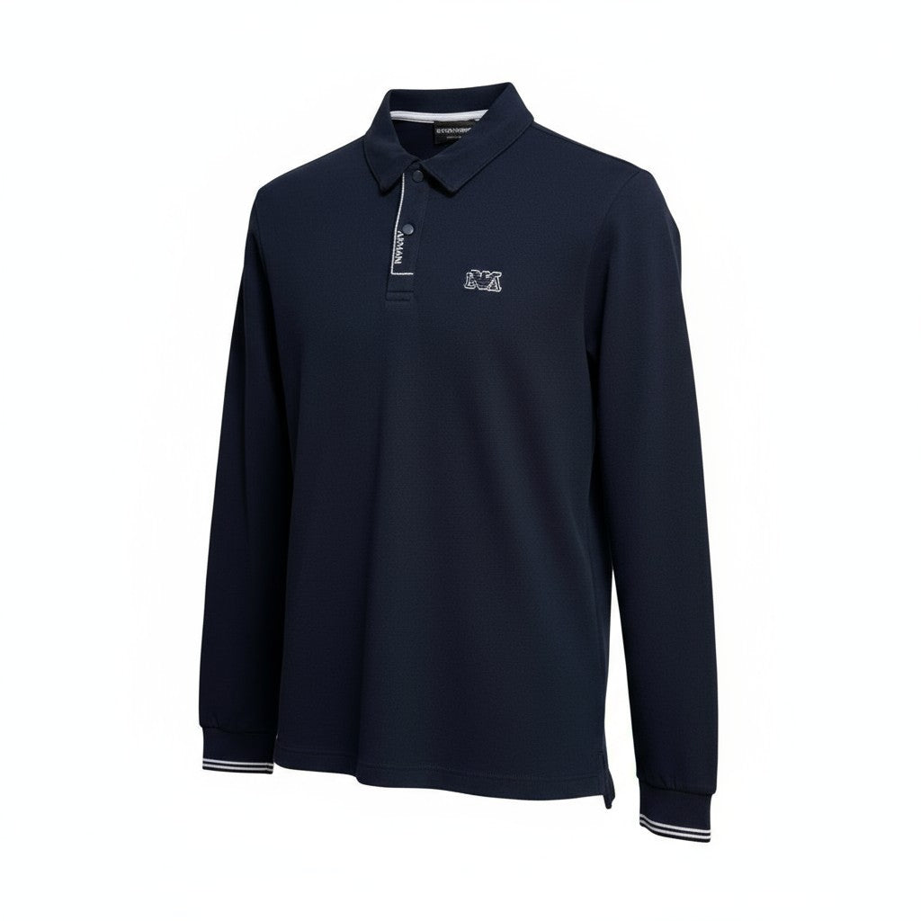 Emporio Armani Uzun Kollu Polo Yaka Sweatshirt (Beyaz)