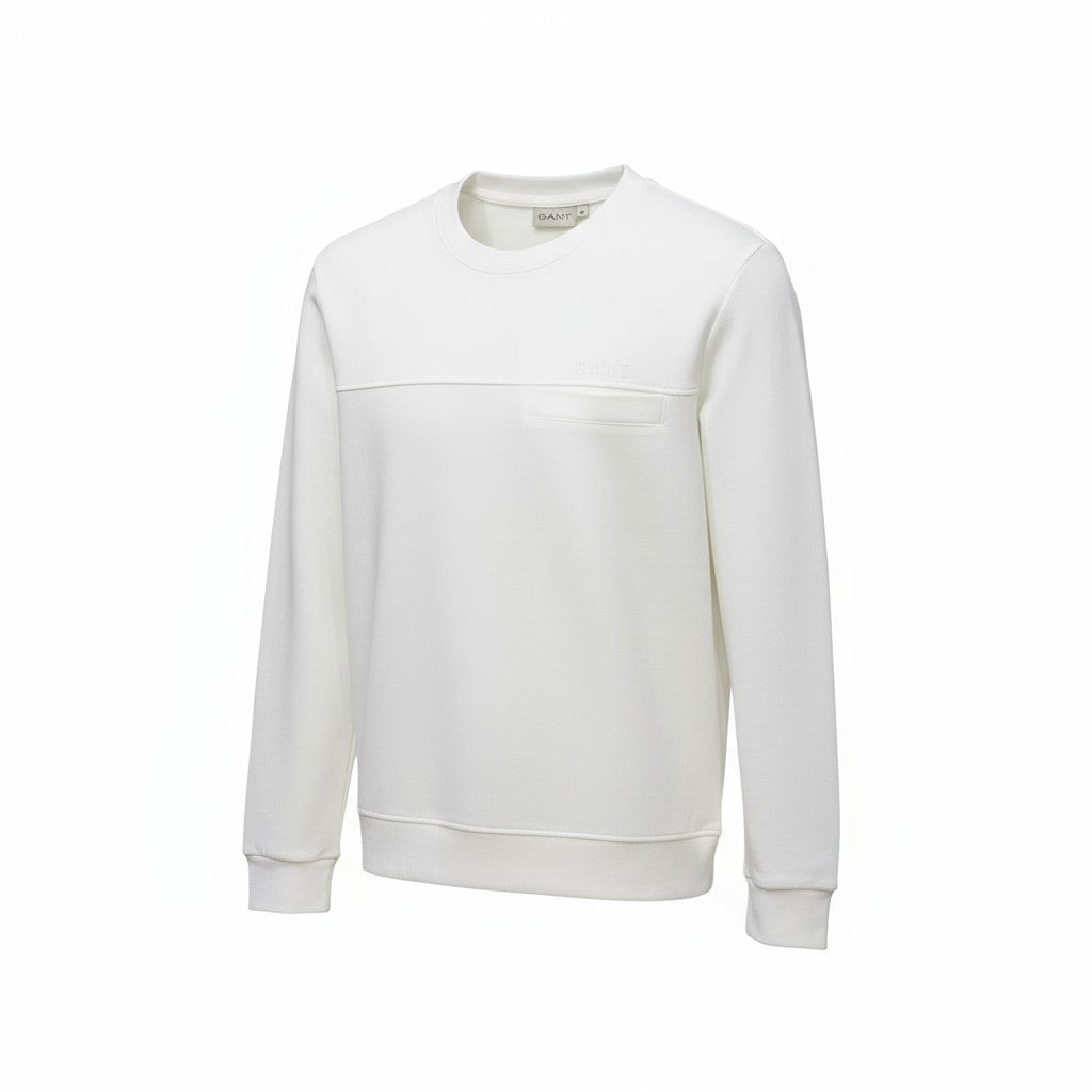 GANT Erkek Beyaz Bisiklet Yaka Sweatshirt