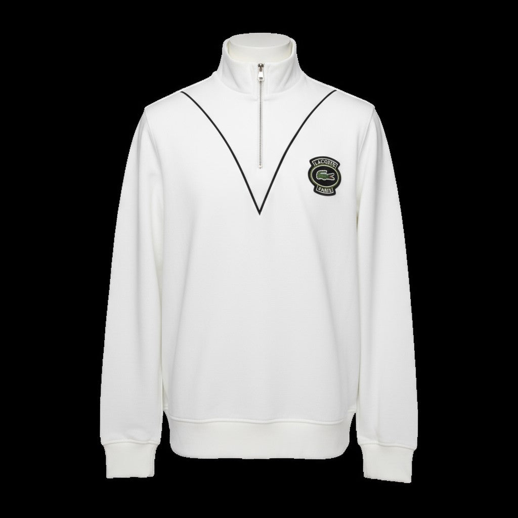 Lacoste Erkek Yarım Fermuarlı Beyaz Dik Yaka Sweatshirt