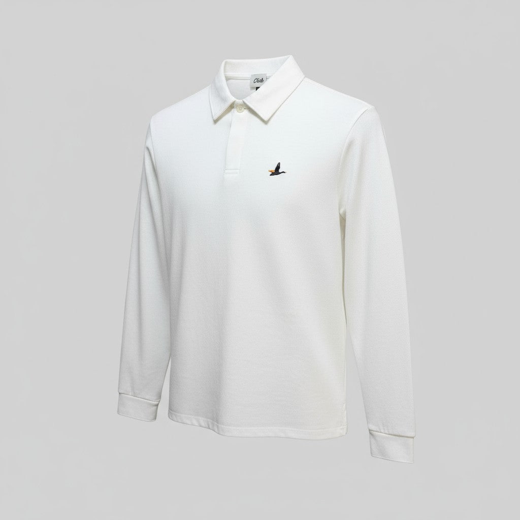 Clup Logo Uzun Kollu Polo (Beyaz)