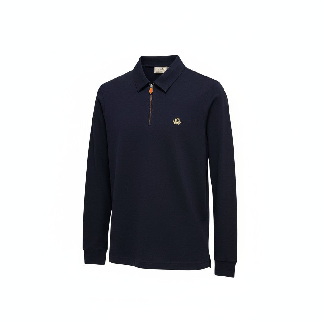 Hermes Half-Zip Polo Uzun Kollu (Lacivert)