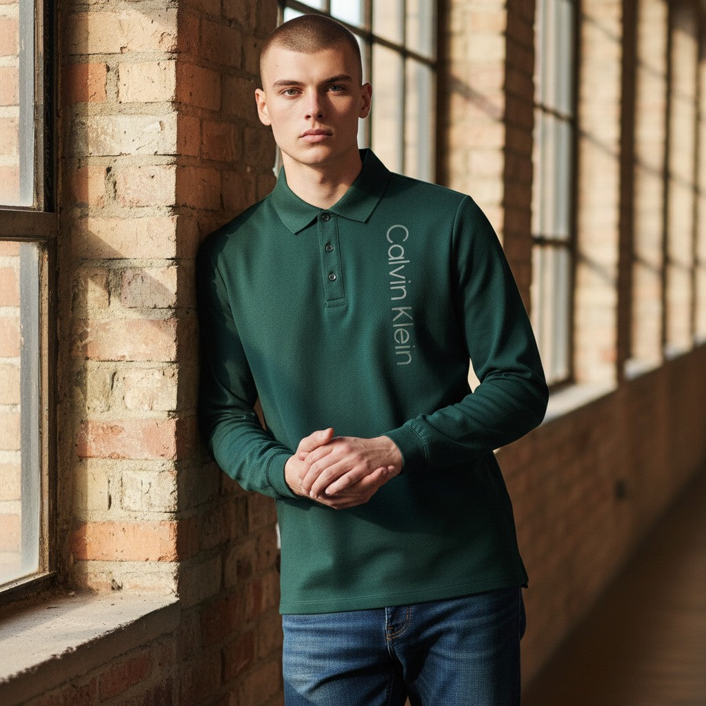 Calvin Klein CK Logo Uzun Kollu Polo (Yeşil)