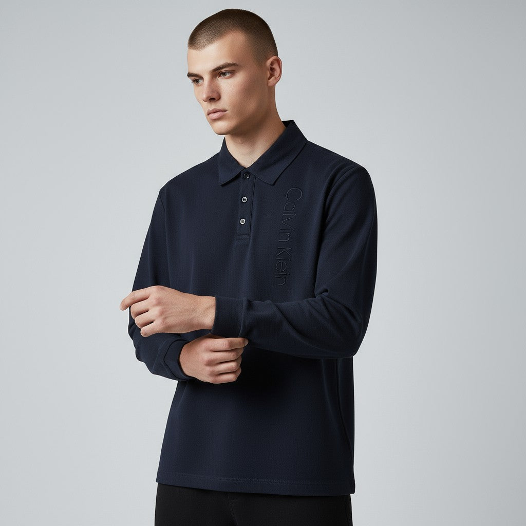 Calvin Klein Lacivert Uzun Kollu Polo Yaka Premium