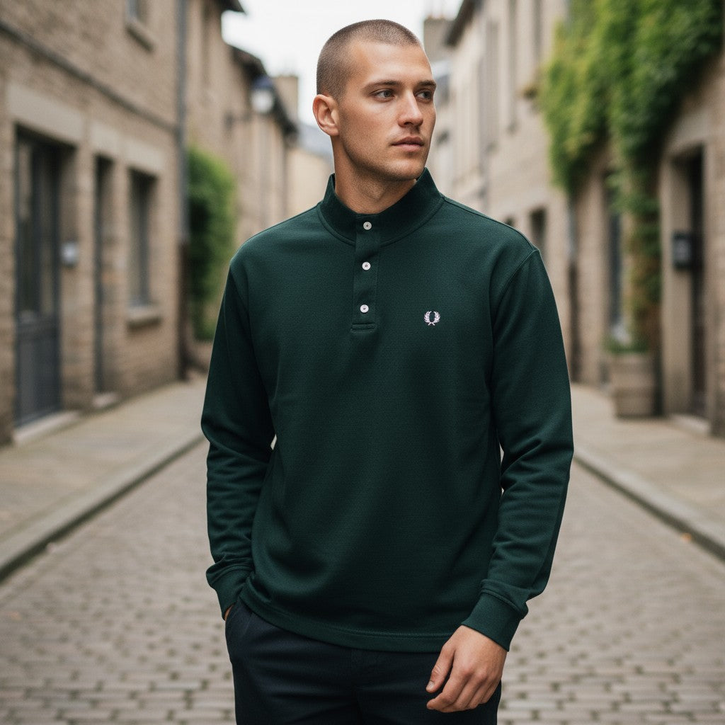 Fred Perry Laurel Logo Uzun Kollu Polo (Beyaz),(Siyah)