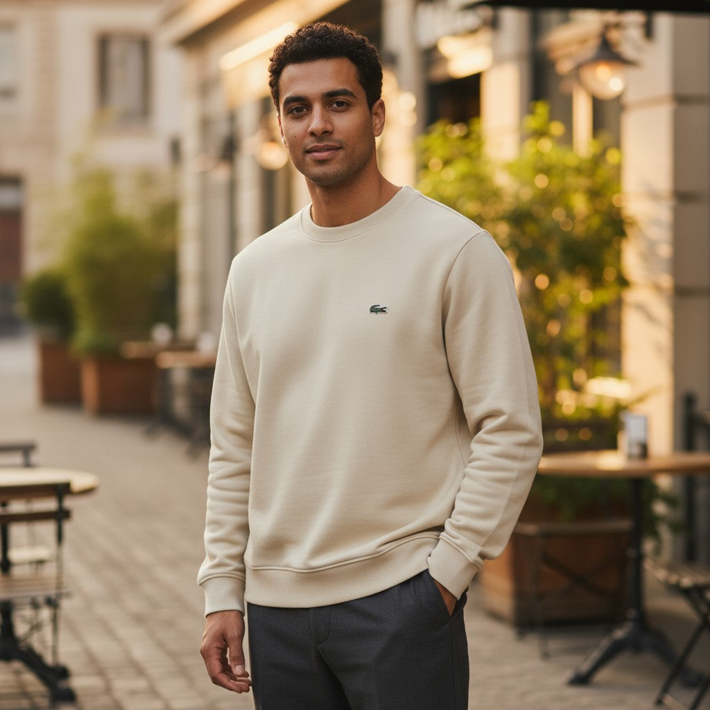 Lacoste Erkek Bej Bisiklet Yaka Sweatshirt