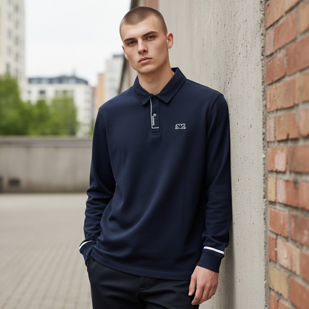 Emporio Armani Uzun Kollu Polo Yaka Sweatshirt (Beyaz)