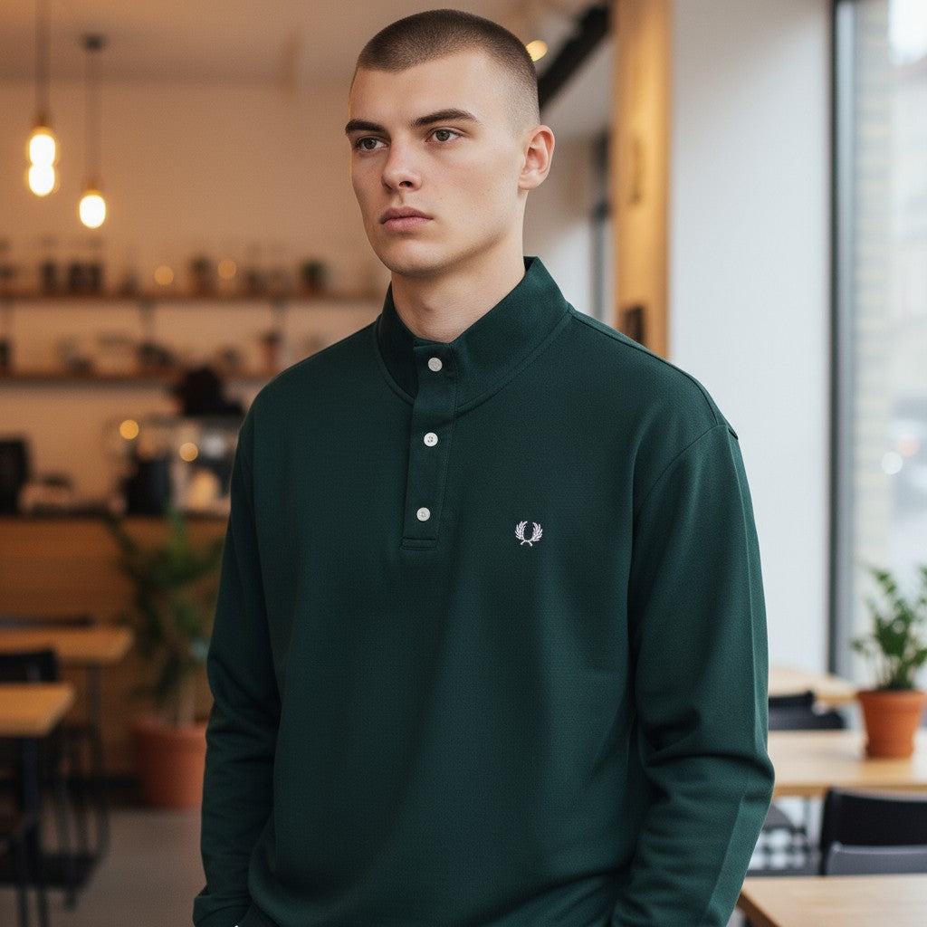 Fred Perry Laurel Logo Uzun Kollu Polo (Beyaz),(Siyah)