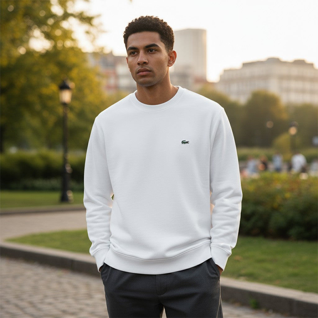 Lacoste Erkek Bej Bisiklet Yaka Sweatshirt