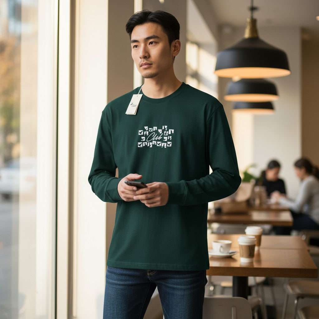 Beymen Club Erkek Yeşil Bisiklet Yaka Logo Sweatshirt