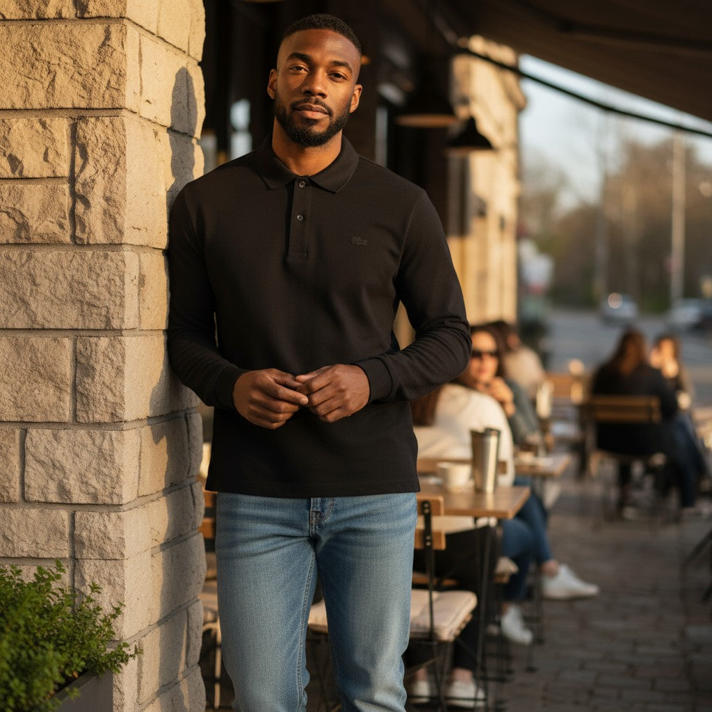 Lacoste Minimal Krokodil Polo (Siyah)