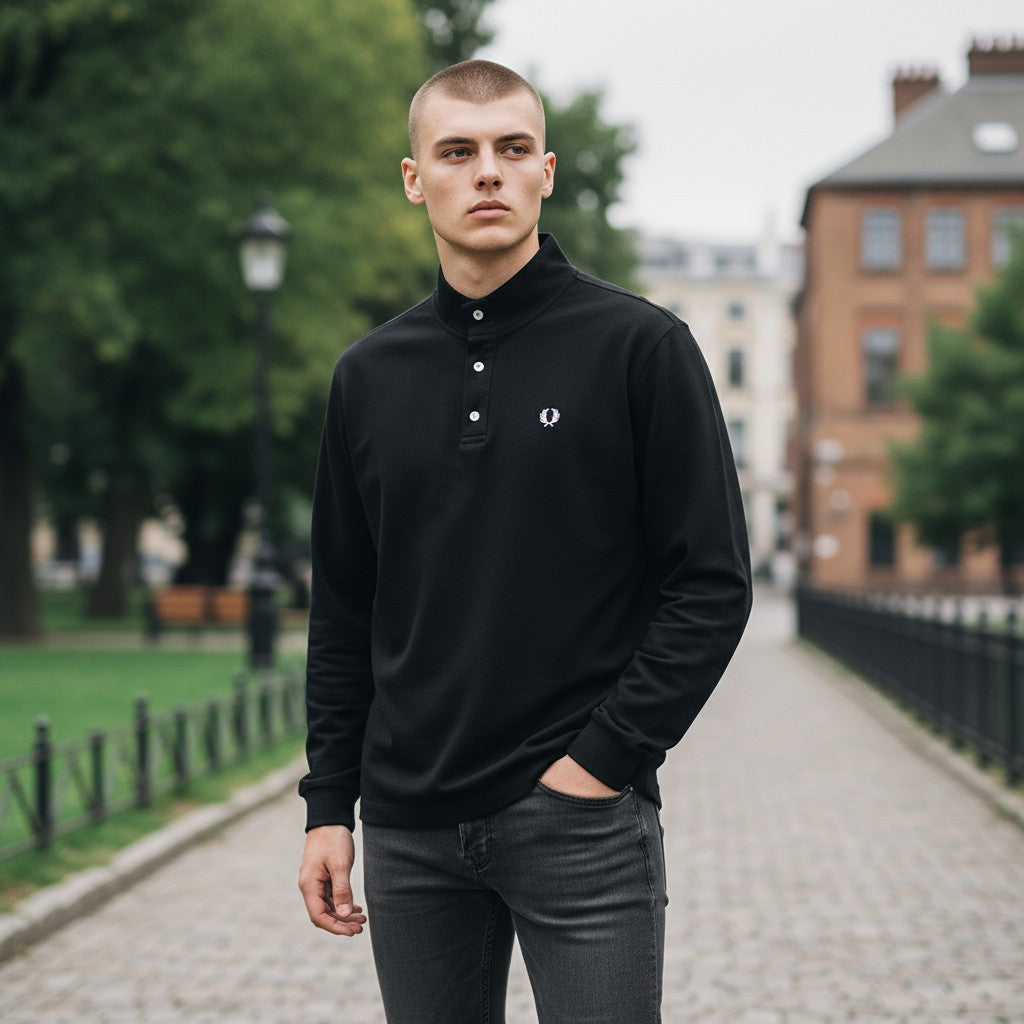 Fred Perry Laurel Logo Uzun Kollu Polo (Beyaz),(Siyah)