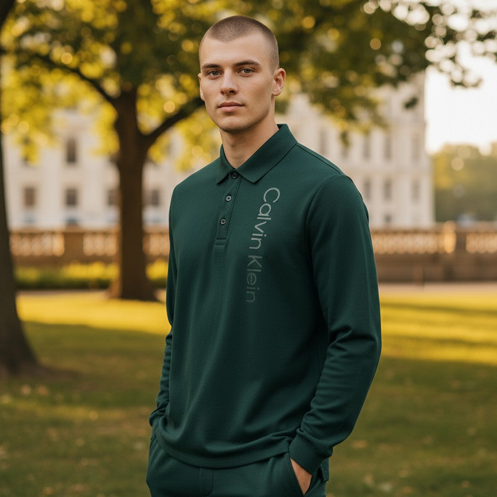 Calvin Klein CK Logo Uzun Kollu Polo (Yeşil)