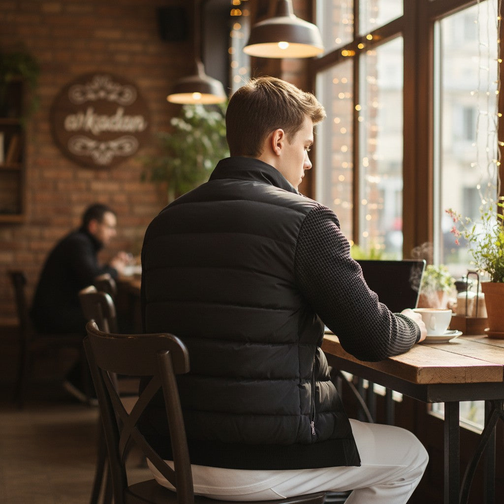 Siyah Spor Premium Şişme Mont