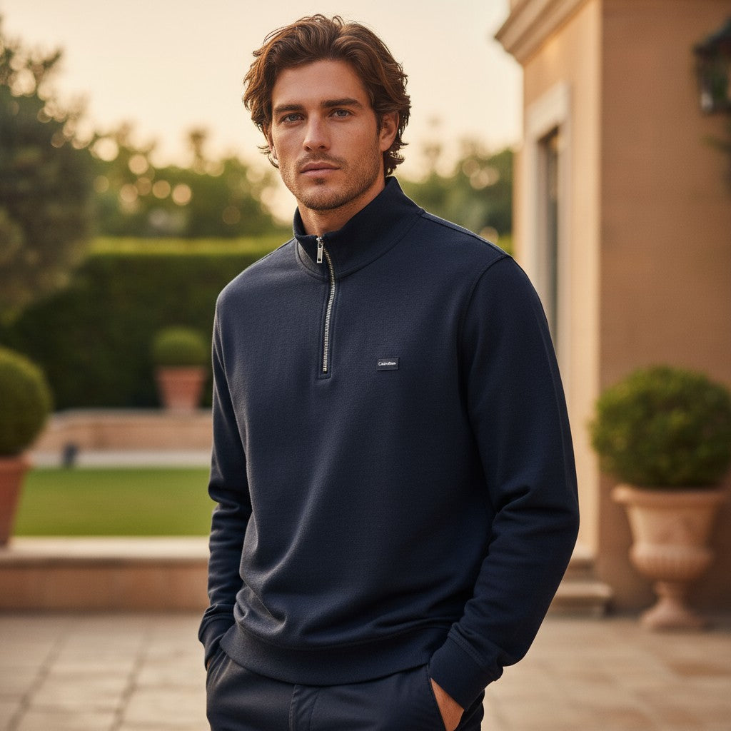 Calvin Klein Erkek Yarım Fermuarlı Premium Sweatshirt